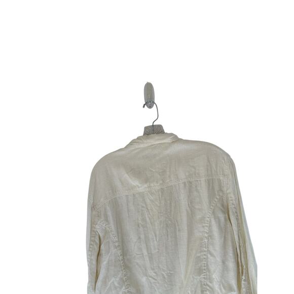 Cut Loose White Lagenlook Relaxed Linen Button Up Lightweight Jacket Size Medium - Picture 5 of 8